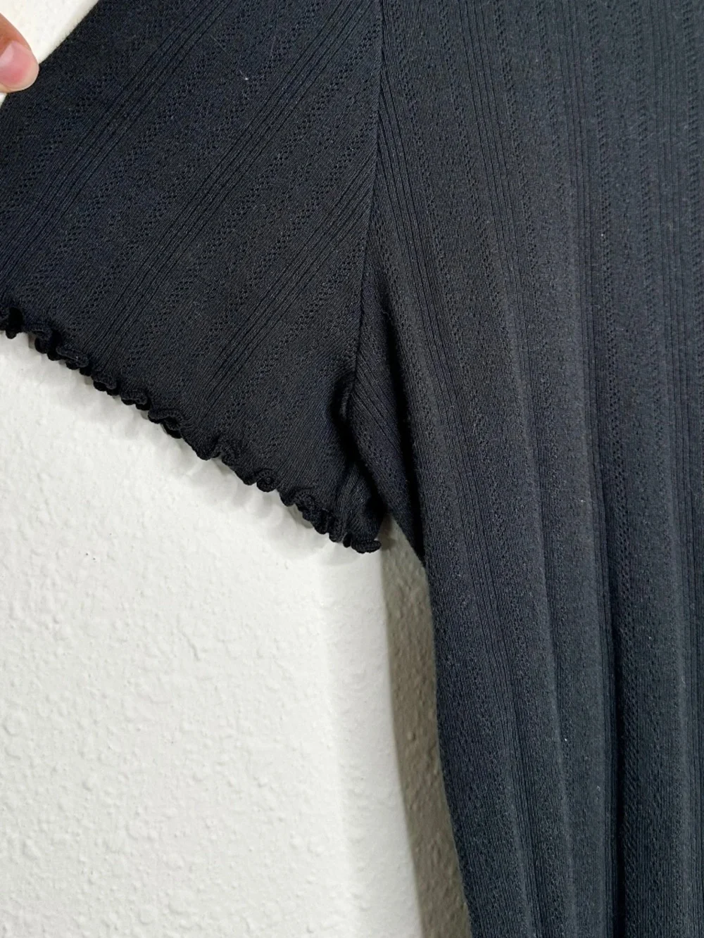 J. Crew Pointelle Short Sleeve Cardigan, Black, Size Large